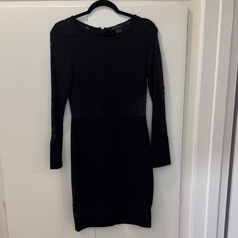 French Connection Black Long Sleeve Dress